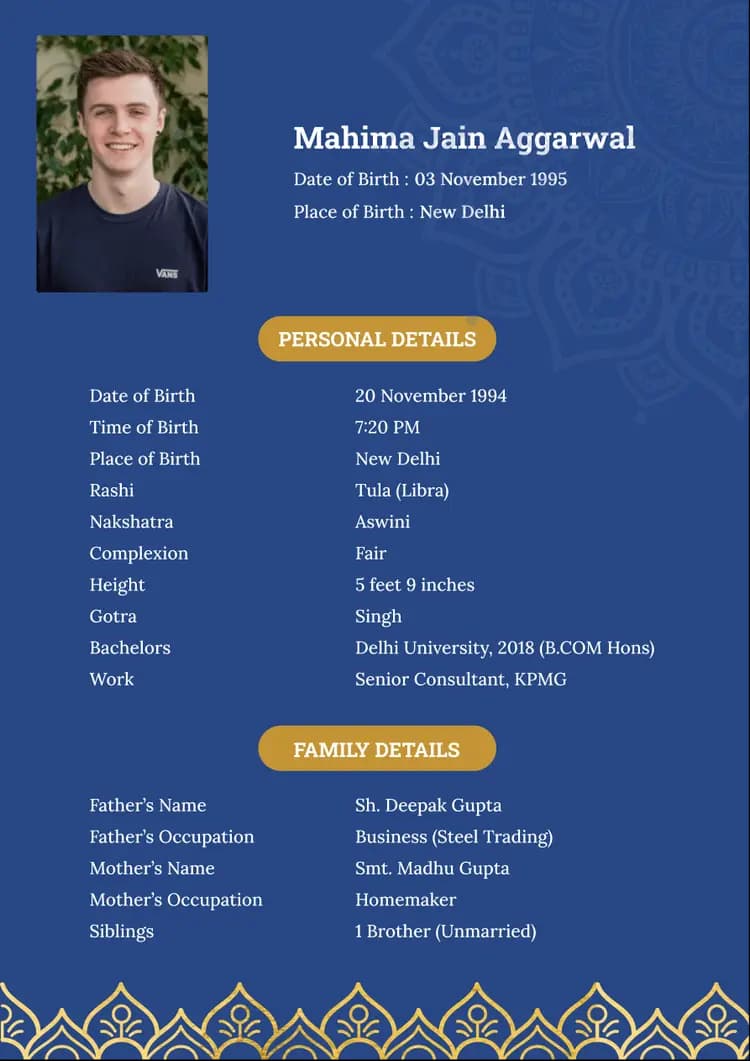Premium Biodata Preview