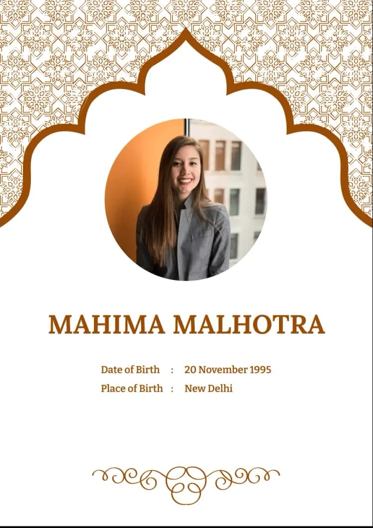 Royal Brown Biodata Template